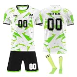 Neue Fußball Trikot mit eigenem Namen Nummer und Logo Jungen, Trikot Kinder, Personalisierte Fussball Trikot Shorts Socken S