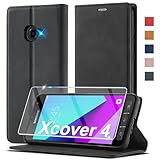 Handyhülle für Samsung Galaxy Xcover 4 / 4s Hülle Leder [Mit Schutzfolie] für Samsung Xcover 4 Hülle Klappbar Leder Flip Wallet Stoßfeste Case Schutzhülle Klapphülle für Galaxy Xcover 4/ XCover 4