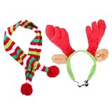 WOONEKY 1 Satz Haustier-weihnachtsset Hund Rentier Ohr Stirnband Weihnachtsoutfits Für Hunde Weihnachtshundekostüm Weihnachtsgeweih Stirnband Schal Weihnachtshundekopfb