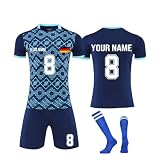 Generisch Trikot Kinder, Personalisierte Fussball Trikot mit Namen Nummer und Team Logo Kinder, Fußball Trikot Shorts Socken Set Jung