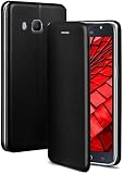 ONEFLOW Handyhülle kompatibel mit Samsung Galaxy J5 (2016) - Hülle klappbar, Handytasche mit Kartenfach, Flip Case Call Funktion, Leder Optik Klapphülle mit Silikon Bumper, Schw