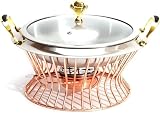 QUSYZD Edelstahl-Chafing-Dish-Set, 2 Liter, Buffetgröße, mit Speisenbehälter, Gestell, Brennstoffbehälter und Deckel für Partys, Abendessen und Catering, Roségold-24,Rosegold-24