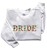 THEKOFS Braut-Sweatshirt mit Blumenstickerei, Ehefrau-Sweatshirt, Verlobungsgeschenk, Geschenk für die zukünftige Braut, Weiss/opulenter Garten, S