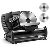 Elektrischer Allesschneider Edelstahl - Verstellbare Küchenmaschine 0 bis 15mm - 2 Klingen - Wurstschneidemaschine - Brotschneidemaschine, Schinkenschneider,F