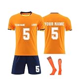 Personalisiertes Trikot Set Kinder Erwachsene mit Namen, Kinder Kurz Fußball Set Herren Trikots Shorts Socken Set, mit Eigenem Namen Nummer Logo Team Trainingsanzug