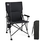 TIMBER RIDGE Campingstuhl faltbar 150kg hoher Rückenlehne Klappstuhl tragbar mit Getränkehalter harten Armlehne Angelstuhl für Camping Picknick Garten Balk
