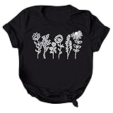 Damen T-Shirt Mit Adruck Geeignete Damen-Druck-Shirts, Rundhalsausschnitt, Kurze Ärmel, T-Shirts, Tunika-Bluse Damen Langarmshirt Sexy Damen Rundhals T-S