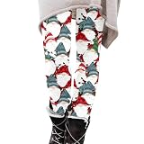 Weihnachtsleggings für Damen Thermo Leggings Damen Gefüttert Leggings Blickdicht Thermounterwäsche Warm Strumpfhose Winter Weihnachts Kostüm 164 Mädchen White Leggings G