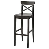 Ikea INGOLF Barhocker mit Rückenlehne, 74 cm, braun-schw