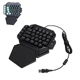 GOWENIC Einhand Gaming Tastatur, 35 Tasten, Tragbare Einhandtastatur mit Handgelenkauflage, RGB Hintergrundbeleuchtung, Blauer Schalter, Gaming Tastatur mit 6 Makro Tasten, für PC G