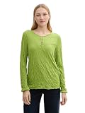 TOM TAILOR Damen Longlseeve in Crinkle-Optik, 26778 - PEA Green, XL