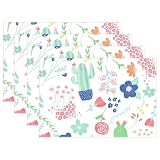 Kleine frische süße süße dicke Tischsets für den Esstisch, gesteppt, wendbar, waschbar, Stoff, Osterteller, Platzsets, 4 Stück, 30,5 x 45,7