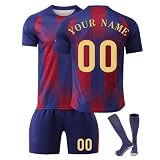Neues Fussball Trikot Kinder 2025/2026 Trikot Personalisiert Trainingsset mit Namen und Nummer inklusive T-Shirt Shorts Socken Geschenkidee für Jungen und Fußb