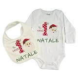 Generico Die Welt von Noah, Babybody Lange Ärmel Weihnachten, Meine Erste Weihnachten, Strampler 3-6-9-12-18 Monate, bianco con stampa, 62
