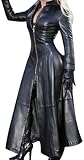 SKYWPOJU Damen PU Leder Kleid Langarm Elegant Etuikleid Bleistiftkleid Clubwear Dress Cocktail Party Abend Kleider in Latex Leder Lack Optik 3XL EU