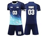 Generisch Personalisiert Trikot mit Eigenem Namen Nummer Logo, Fußball Trikots Shorts Set für Kinder/Erwachsene, Fussball Jersey Trainingsanzug für Junge Herren #1