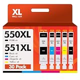 HALLOLUX PGI-550 XL CLI-551 XL Kompatibel für Canon 550 551 Multipack für Pixma MX925 MX920 MG5650 MG5550 MG6650 iP7250 iX6850 iP7200 MG6450 MX725 MG5450 MG7150 MG7500 MG5400 MG6350 (30er-Pack)