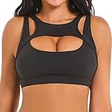 Betaven Push-up Sport-BH für Frauen Sexy Hollow Crop Tops mit abnehmbaren Cups Yoga Workout Running Medium Support Bra,Schwarz,S