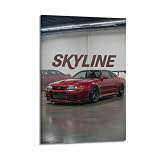 XHHOKA JDM Auto Psoter R34 Legendärer Sportwagen Supercar Dekorative Leinwand Wand & Kunst Poster Gemälde 40 x 60
