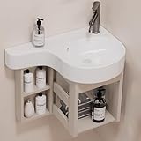 BRCYKRWY Waschbecken Waschtisch Badezimmer Spülbecken Mit Unterschrank Handwaschbecken Klein Gäste Wc Keramik Eckwaschbecken Waschbecken Wandmontage Mit Überlauf Spülschrank Waschbeck