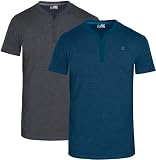 JRC Just Royal Clothing 2er-Pack Herren-Henley-T-Shirts mit halben Ärmeln, leichte Henley-Oberteile (Holzkohle & Mitternacht, XL)