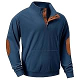 Generico Sweatshirt Herren Ohne Kapuze Baumwolle Slim Fit Sweatshirt mit Knöpfen Sport Angebot Pullover Ohne Reißverschluss Mode Bequeme Pullover Langarm Leicht Pullover Herbst Winter Casual Sweater,