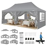 COBIZI Faltpavillon 3X6, Pavillon 3x6m Wasserdicht Stabil Winterfest, Faltbar Partyzelt mit 6 Seitenwänden & 4 Sandsack Pop up Gartenpavillon Anti-UV für Hochzeiten, Freien, G