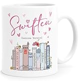 SpecialMe® Tasse Musik Fan Swiftea Geschenk personalisiert mit Namen Best of Album Geschenkidee Freundin Kollegin Familie Personalisiert weiß