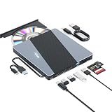 Alxum Externes CD Laufwerk für Laptop-Externes DVD&CD Laufwerk mit SD/TF Kartenleser und USB2.0 USB 3.0 Anschlüsse,CD Laufwerk Extern USB&USB C für Laptop,Desktop,MacBook,Windows,Linux,Mac OS,V