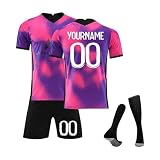 Generisch Paris Fußballtrikot Personalisiert mit Eigenem Namen/Nummer für Kinder/Erwachsener, Hause/Auswärts Fussball Trikot Shorts Socken Set Trainingsanzug für Jungen H