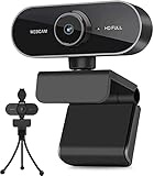 Webcam mit Mikrofon und Stativ, 1080P Webcam für PC Laptop Desktop, USB Computer Kamera für Videoanruf und Aufnahme, Studieren, Web Konferenzen, HD Webcam Kompatibel mit Windows, M