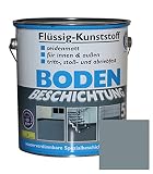 Flüssig Kunststoff 5L Bodenbeschichtung für 50m² Betonfarbe Estrichfarbe Beton Beschichtung Boden Estrich Farbe Bodenfarbe innen / außen Halle Keller Terrasse Kellerboden Putz Holz Fehgrau RAL 7000