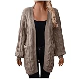 SKTIISN Damen Leichter Cardigan Strickjacke Damen lang mit Kapuze und knöpfen strickcardigan Damen leichte Strickjacke Damen Sommer Weste übergröße Strick Cardigan Damen lang schietwetter D
