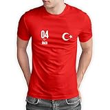 True Statements Türkei T-Shirt „WM 2026“ Türkiye Trikot Fußball Shirt Herren Damen Unisex Weltmeisterschaft - personalisiert mit Zahl & Namen - Fanartikel Fan-Outfit - Rot, Gr. L