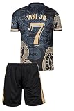Amdrabola Vini Jr. Dunkelblau Drachen Fußball Kinder Trikot,Spezieller Entwurf, Fussball, Limitierte Auflage, Beschränkte Auflage, Kommen Sie mit Shorts, Vinícius Júnior (152,Dunkelblau)