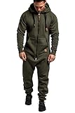 Amaci&Sons Herren Overall Jumpsuit Jogging Onesie Trainingsanzug 3007 Khaki/Schwarz 3XL