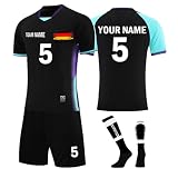 Benutzerdefiniert Fußball Trikot Kinder Personalisiert Trikot mit Namen Nummer Team und Logo Trainingsanzug T-Shirts, Shorts, Socke, Sommer Fussball Jersey für Jungen/H