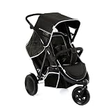 hauck Freerider, Schwarz - 3 Rad Geschwisterbuggy mit Regenschutz für 2 Kinder - Oberer Sitz mit Liegefunktion ab Geburt - Unterer Sitz ab 6 Monaten - Max. 15 Pro Sitz - Höhenverstellb