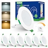 HOMEOW LED Einbaustrahler 230V Flach 7W 600LM, Dimmbar LED Spots Warmweiß 2700K Neutralweiß 4000K Kaltweiß 6000K, IP44 Einbauleuchten für das Bad, 75-90MM Lochmass, 6er S