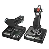 Logitech G Saitek X52 Pro Flight Control System, Schubregler und Stick-Simulationscontroller für Weltraum-Simulationen, LCD-Display, Doppelfederung, Beleuchtete Tasten, 2x USB-Anschluss, PC - Schw