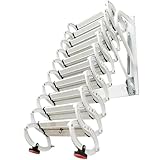 Wandmontierte Dachbodentreppe Tragbar 13 Stufen Stahl Dachbodentreppe Wandmontierte Versenkbare Treppe Mit 2 HandläUfen Tragkraft 400 Kg Rutschfesten S
