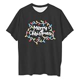 blitzangebote des Tages, Christmas Shirt Sport Oberteile Damen Festival Oberteil T Elegant Coole Klamotten Für Mädchen Shirts Bluse Kurzarm Tshirts Dunkelgrau, 3XL