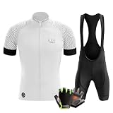 Herren Kurzarm Fahrrad Trikot Set,Rennrad Trikot Herren Set,Herren-Radtrikot Radhosen + Halbfinger Sommer Fahrradhandschuhe (L,Typ-14)