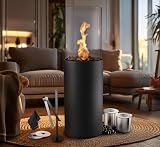 Flammtal Bioethanol Kamin [8h Brenndauer / 80x26x26 cm] - Freistehender Ethanol Standkamin für Outdoor & Indoor - Ethanol Kamin mit verstellbarer Flamme - Bio Ethanol Kaminofen Indoor - Terrassenk