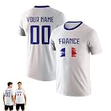 Fussball Wm 2026 Für Personalisierung Fußball Trikot, Fussball Trikot Kinder & Erwachsene Mit Individuell Namen & Rückennummer, Atmungsaktives Lässiges Shirt Für Wm & Spieltag (Frankreich)