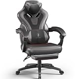 Dowinx Gaming-Stuhl mit Fußstütze, großer und hoher Gaming-Stuhl für schwere Menschen, Computer/PC-Gamer-Stuhl für Erwachsene mit Massage (Schwarz)