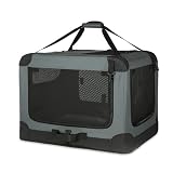 Amazon Basics Tragbarer, faltbarer Reisezwinger mit weichen Seiten und 4 Türen, Größe L, für Katzen, Hunde, Hasen und andere Kleintiere, Grau, L 91 x B 61 x H 61