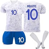 Generisch 22/23 Frankreich Fußballtrikot，Hause/Auswärts Fußball Trikots Shorts Socken Set, Erwachsene/Kinder Fussball Jersey Trainingsanzug，Frankreich Trikot für Junge H