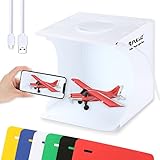 PULUZ Mini Fotostudio, 20cm/9,4 Zoll Portable Lightbox Fotografie, Lightbox Whitebox mit 20 LED Leuchten + 6 Hintergründe für Produktfotog