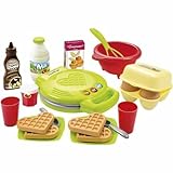 Ecoiffier 7600002631 Waffeleisen 22-teiliges Backset mit Spiellebensmitteln, ideales Zubehör für Spielküchen, Spielwaffeleisen, für Kinder ab 18 Monaten, Grü